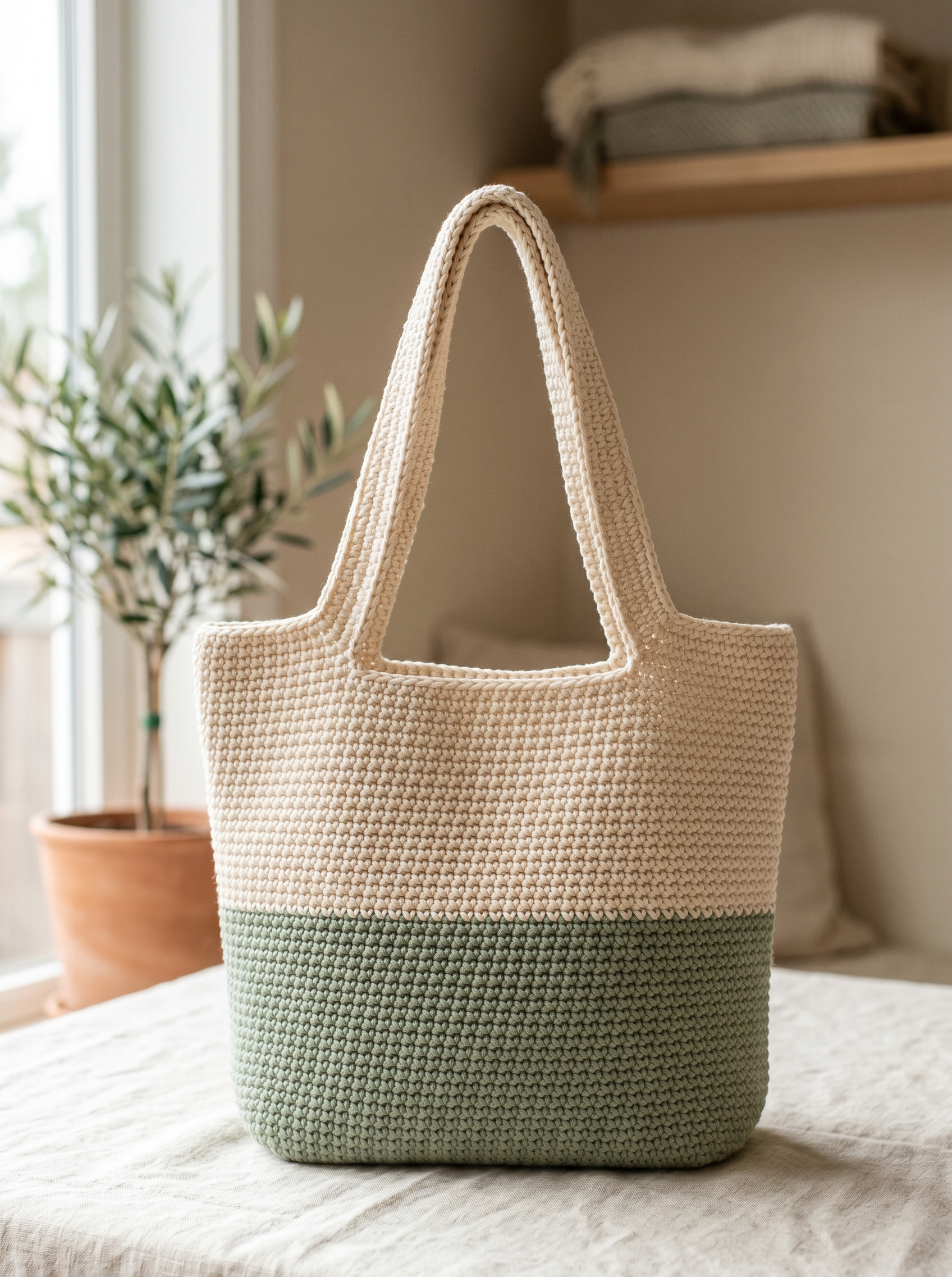 Zweifarbige Häkeltasche für Anfänger mit einfachem Farbwechsel